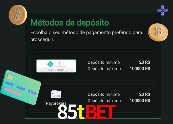 O cassino 85tbet oferece uma grande variedade de métodos de pagamento